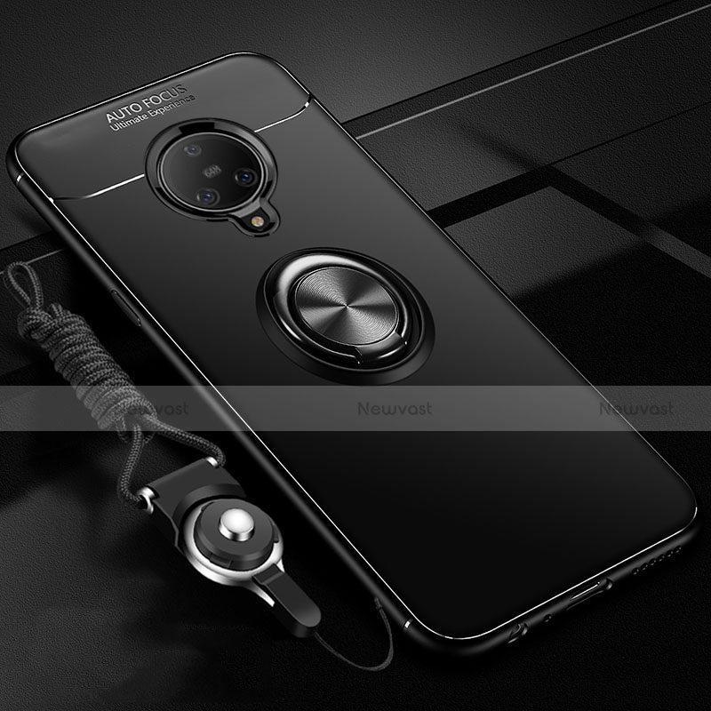 Ultra-thin Silicone Gel Soft Case Cover with Magnetic Finger Ring Stand A02 for Vivo Nex 3 Black