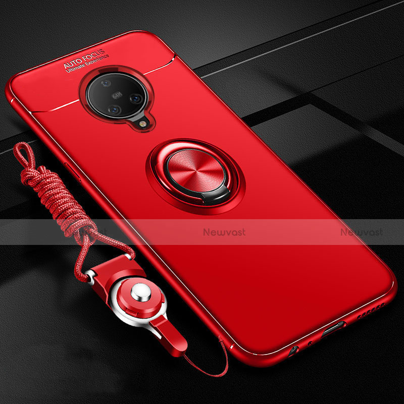 Ultra-thin Silicone Gel Soft Case Cover with Magnetic Finger Ring Stand A02 for Vivo Nex 3 Red