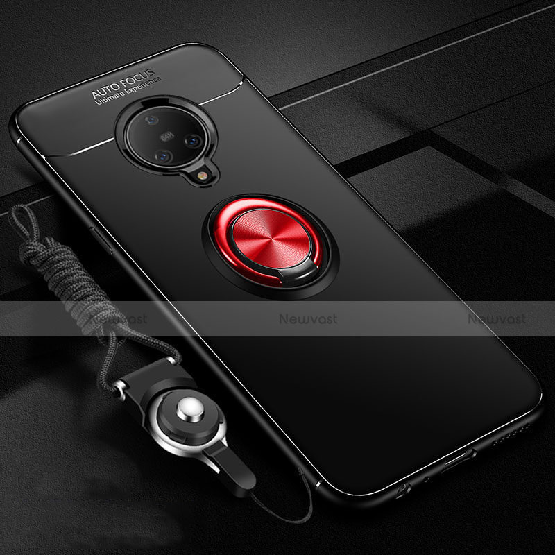 Ultra-thin Silicone Gel Soft Case Cover with Magnetic Finger Ring Stand A02 for Vivo Nex 3 Red and Black