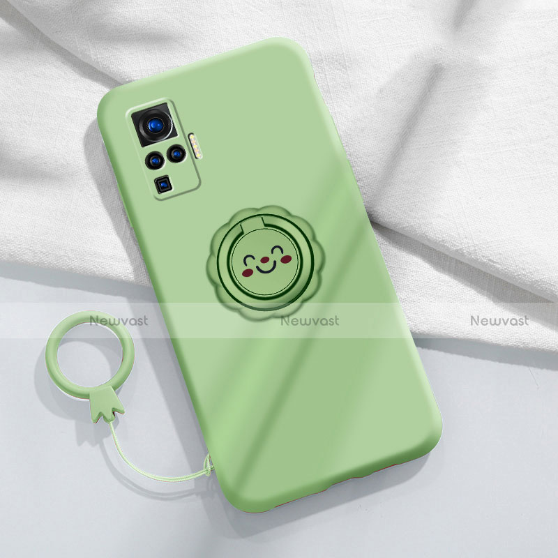 Ultra-thin Silicone Gel Soft Case Cover with Magnetic Finger Ring Stand A02 for Vivo X50 Pro 5G