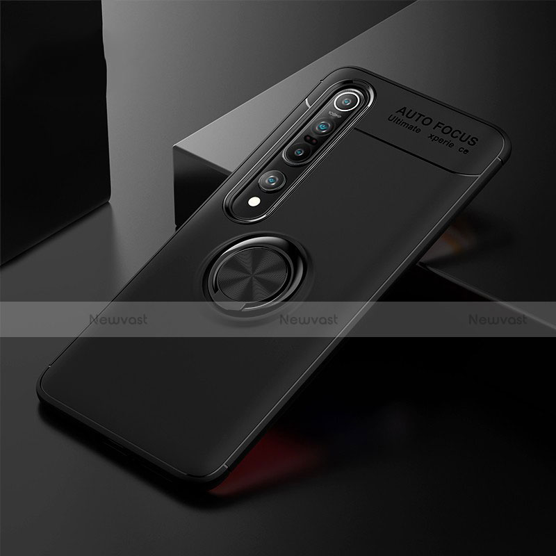 Ultra-thin Silicone Gel Soft Case Cover with Magnetic Finger Ring Stand A02 for Xiaomi Mi 10 Pro