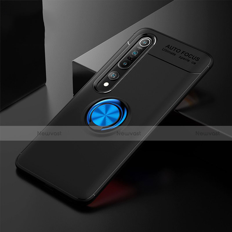 Ultra-thin Silicone Gel Soft Case Cover with Magnetic Finger Ring Stand A02 for Xiaomi Mi 10 Pro