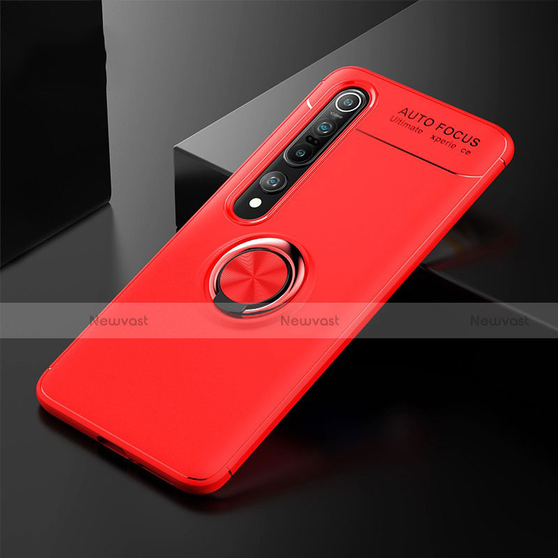 Ultra-thin Silicone Gel Soft Case Cover with Magnetic Finger Ring Stand A02 for Xiaomi Mi 10 Pro