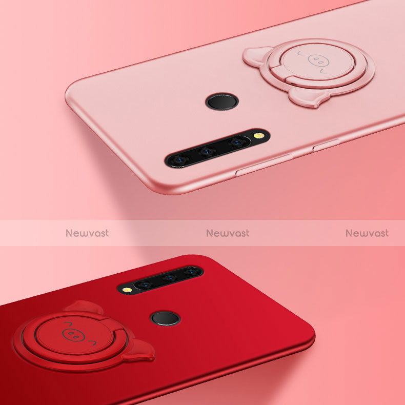 Ultra-thin Silicone Gel Soft Case Cover with Magnetic Finger Ring Stand A03 for Huawei Enjoy 10 Plus