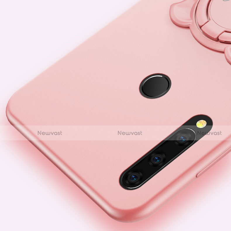 Ultra-thin Silicone Gel Soft Case Cover with Magnetic Finger Ring Stand A03 for Huawei Enjoy 10 Plus