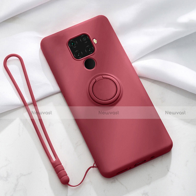 Ultra-thin Silicone Gel Soft Case Cover with Magnetic Finger Ring Stand A03 for Huawei Mate 30 Lite