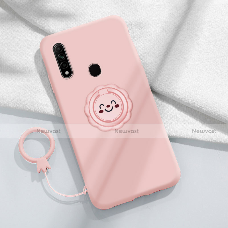 Ultra-thin Silicone Gel Soft Case Cover with Magnetic Finger Ring Stand A03 for Oppo A8