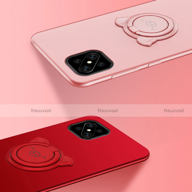 Ultra-thin Silicone Gel Soft Case Cover with Magnetic Finger Ring Stand A03 for Oppo A92s 5G