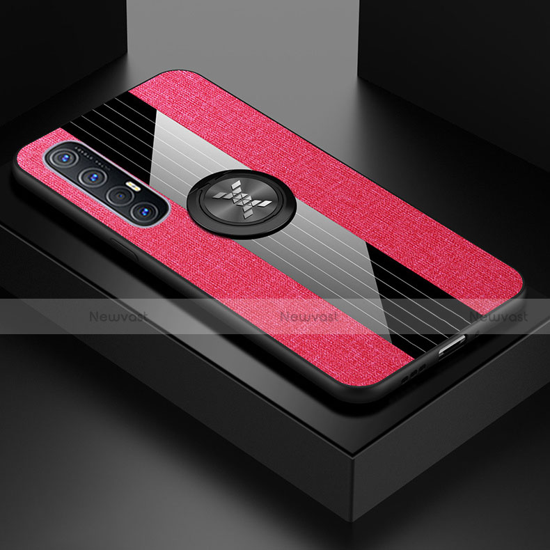 Ultra-thin Silicone Gel Soft Case Cover with Magnetic Finger Ring Stand A03 for Oppo Find X2 Neo