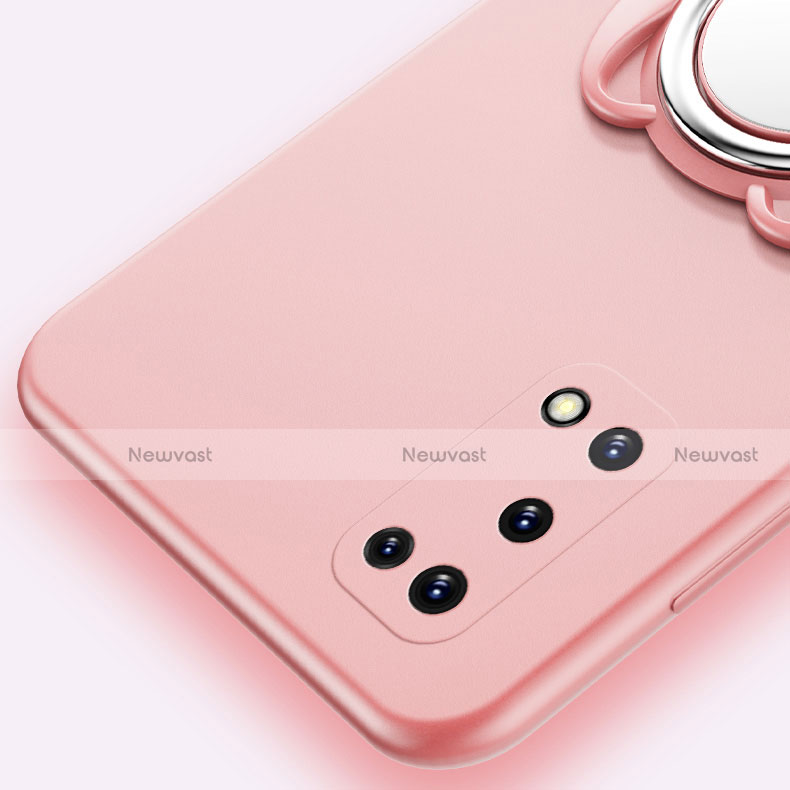 Ultra-thin Silicone Gel Soft Case Cover with Magnetic Finger Ring Stand A03 for Oppo K7x 5G