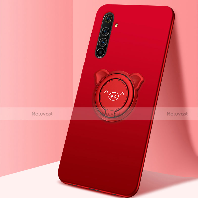 Ultra-thin Silicone Gel Soft Case Cover with Magnetic Finger Ring Stand A03 for Realme X50 Pro 5G