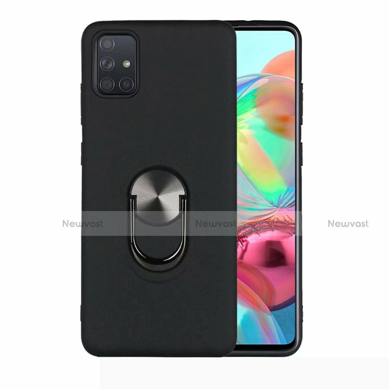 Ultra-thin Silicone Gel Soft Case Cover with Magnetic Finger Ring Stand A03 for Samsung Galaxy A71 5G