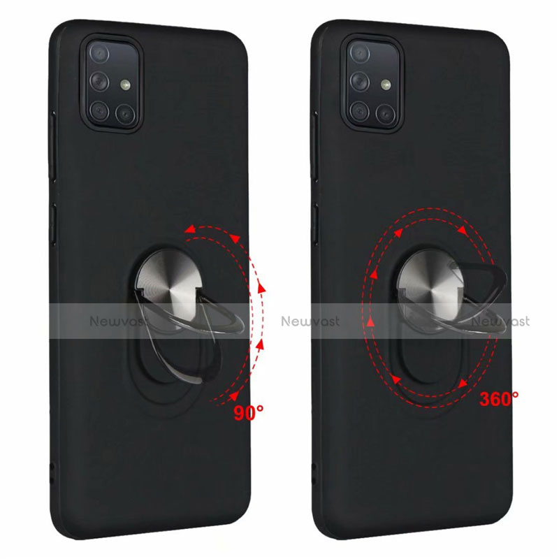 Ultra-thin Silicone Gel Soft Case Cover with Magnetic Finger Ring Stand A03 for Samsung Galaxy A71 5G