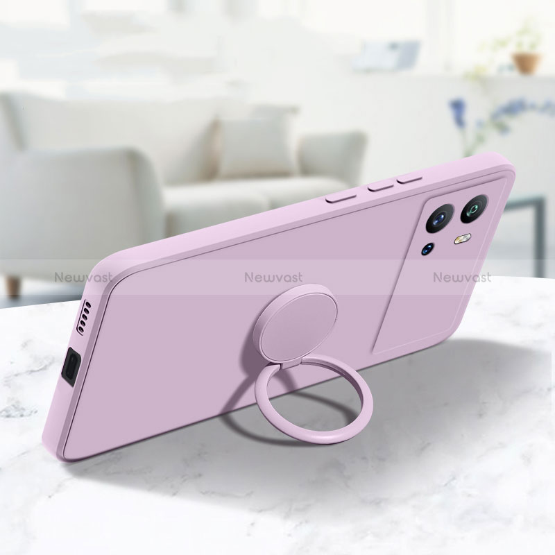Ultra-thin Silicone Gel Soft Case Cover with Magnetic Finger Ring Stand A03 for Vivo iQOO 9 5G