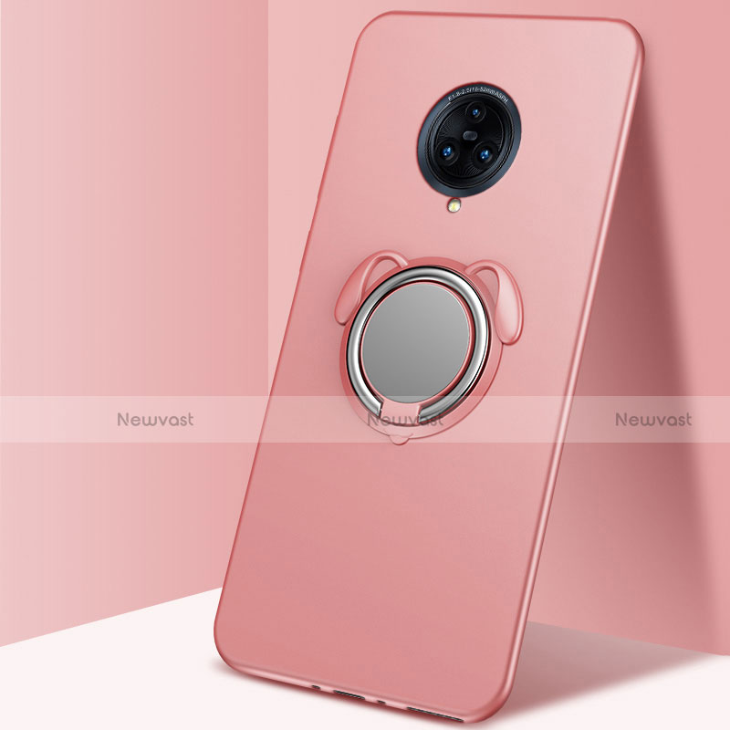Ultra-thin Silicone Gel Soft Case Cover with Magnetic Finger Ring Stand A03 for Vivo Nex 3 Rose Gold