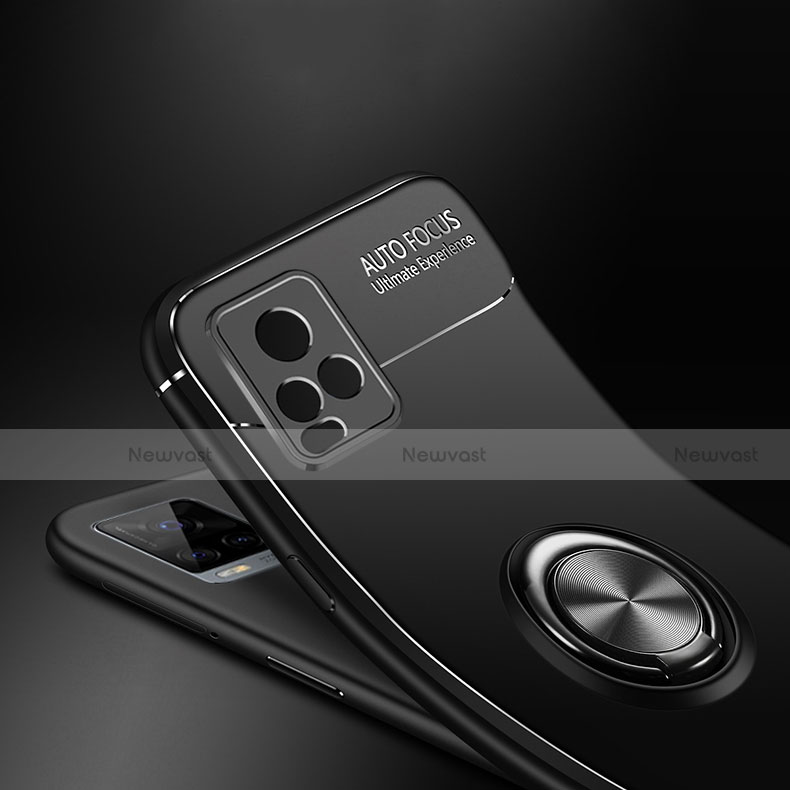 Ultra-thin Silicone Gel Soft Case Cover with Magnetic Finger Ring Stand A03 for Vivo V20 Pro 5G