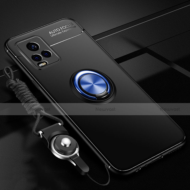 Ultra-thin Silicone Gel Soft Case Cover with Magnetic Finger Ring Stand A03 for Vivo V20 Pro 5G