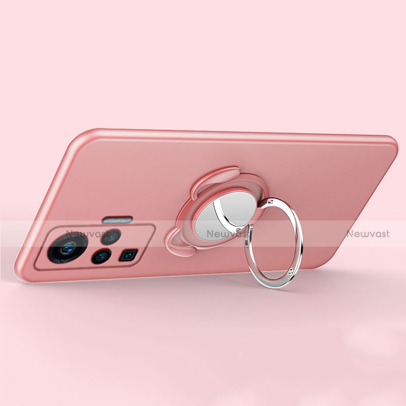 Ultra-thin Silicone Gel Soft Case Cover with Magnetic Finger Ring Stand A03 for Vivo X50 Pro 5G