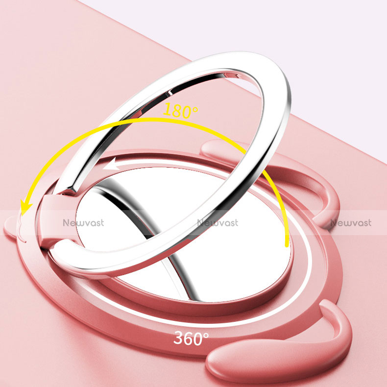 Ultra-thin Silicone Gel Soft Case Cover with Magnetic Finger Ring Stand A03 for Vivo X51 5G
