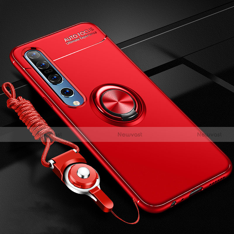 Ultra-thin Silicone Gel Soft Case Cover with Magnetic Finger Ring Stand A03 for Xiaomi Mi 10 Pro