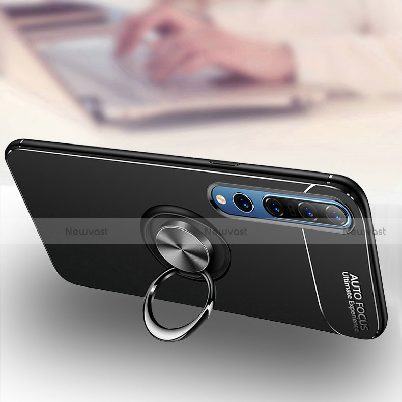 Ultra-thin Silicone Gel Soft Case Cover with Magnetic Finger Ring Stand A03 for Xiaomi Mi 10 Pro