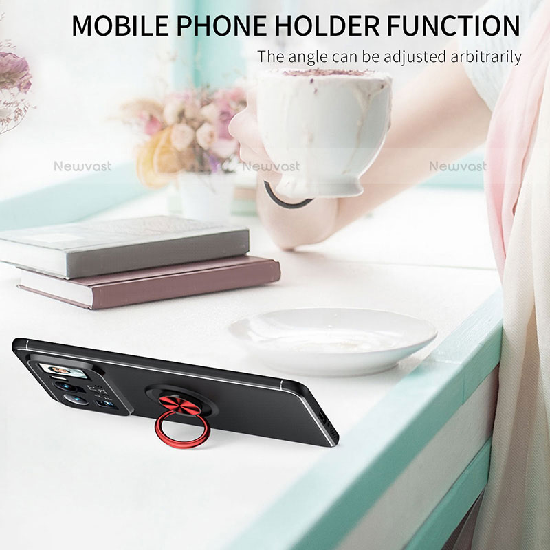 Ultra-thin Silicone Gel Soft Case Cover with Magnetic Finger Ring Stand A03 for Xiaomi Mi 11 Ultra 5G