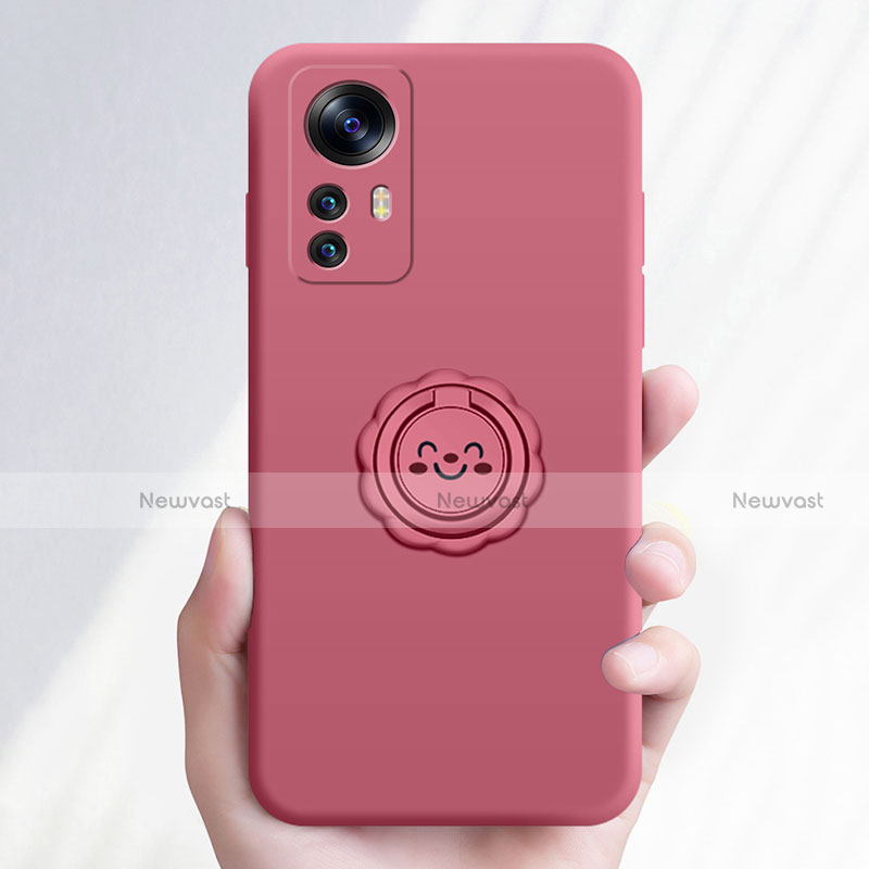 Ultra-thin Silicone Gel Soft Case Cover with Magnetic Finger Ring Stand A03 for Xiaomi Mi 12 5G