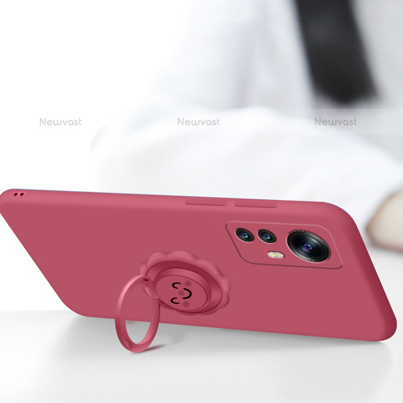 Ultra-thin Silicone Gel Soft Case Cover with Magnetic Finger Ring Stand A03 for Xiaomi Mi 12 Pro 5G