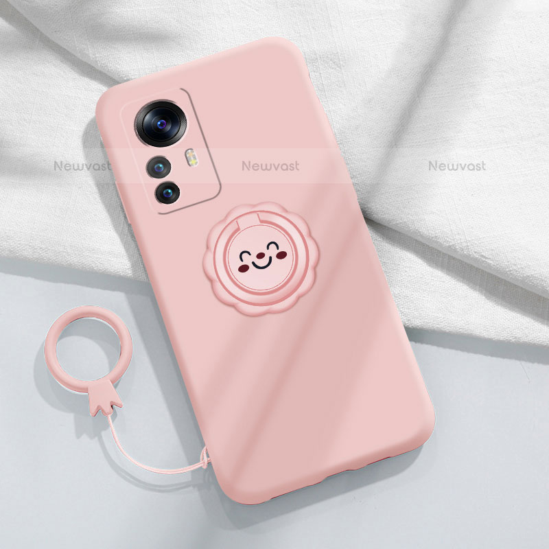 Ultra-thin Silicone Gel Soft Case Cover with Magnetic Finger Ring Stand A03 for Xiaomi Mi 12 Pro 5G