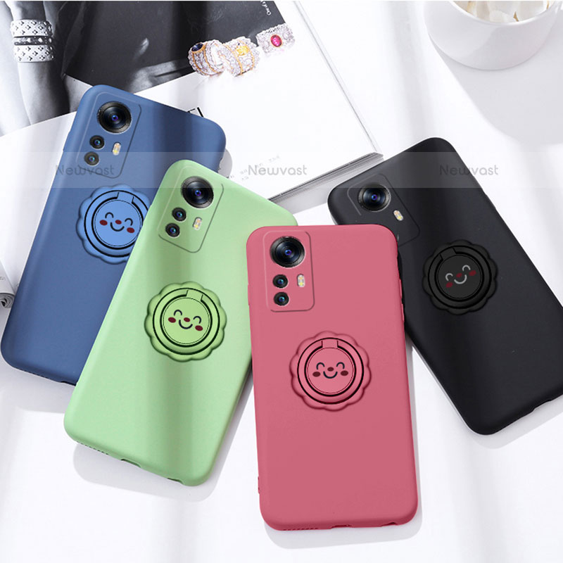 Ultra-thin Silicone Gel Soft Case Cover with Magnetic Finger Ring Stand A03 for Xiaomi Mi 12S 5G
