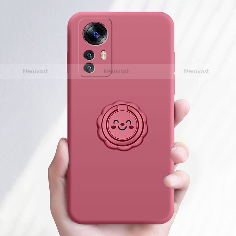 Ultra-thin Silicone Gel Soft Case Cover with Magnetic Finger Ring Stand A03 for Xiaomi Mi 12X 5G