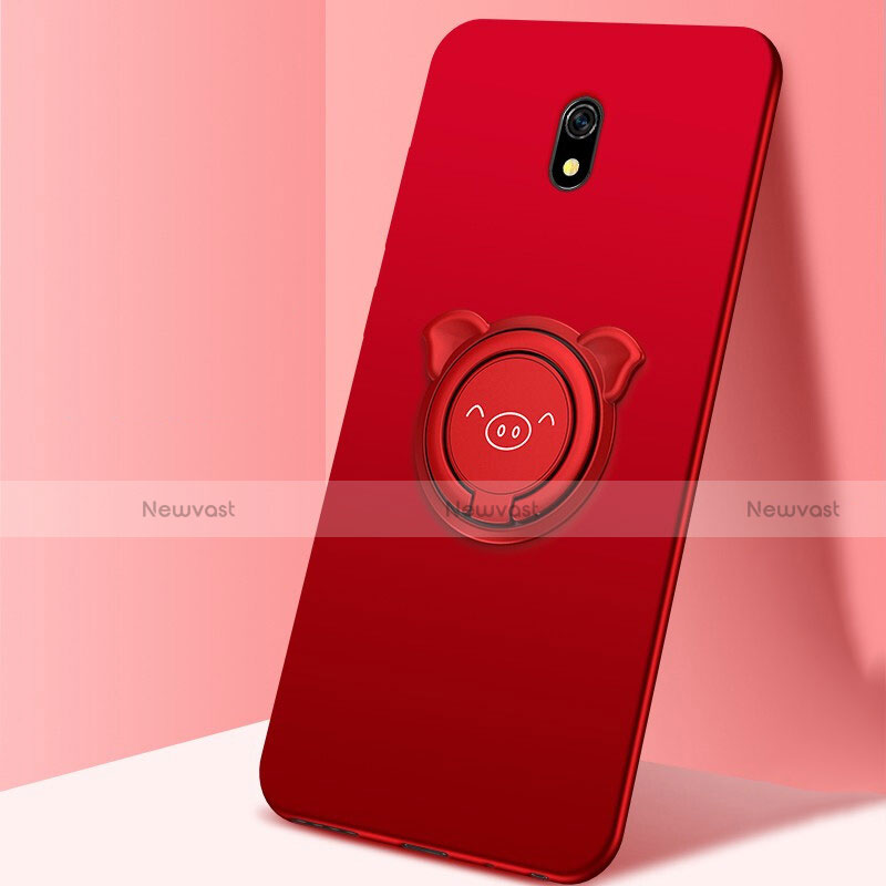 Ultra-thin Silicone Gel Soft Case Cover with Magnetic Finger Ring Stand A03 for Xiaomi Redmi 8A