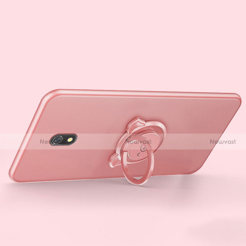 Ultra-thin Silicone Gel Soft Case Cover with Magnetic Finger Ring Stand A03 for Xiaomi Redmi 8A