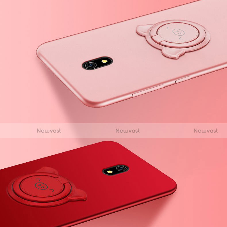 Ultra-thin Silicone Gel Soft Case Cover with Magnetic Finger Ring Stand A03 for Xiaomi Redmi 8A