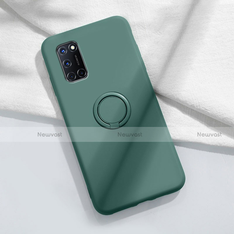 Ultra-thin Silicone Gel Soft Case Cover with Magnetic Finger Ring Stand A04 for Oppo A92