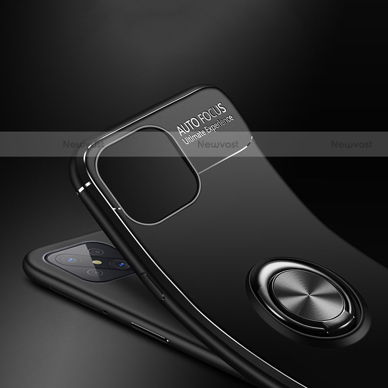 Ultra-thin Silicone Gel Soft Case Cover with Magnetic Finger Ring Stand A04 for Oppo Reno4 Z 5G