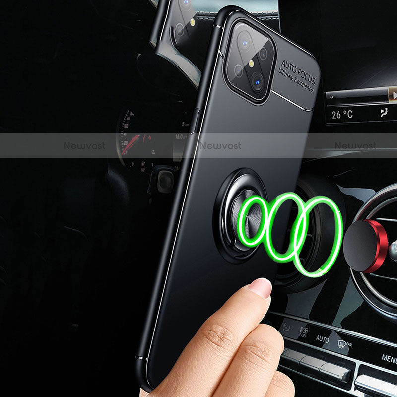 Ultra-thin Silicone Gel Soft Case Cover with Magnetic Finger Ring Stand A04 for Oppo Reno4 Z 5G