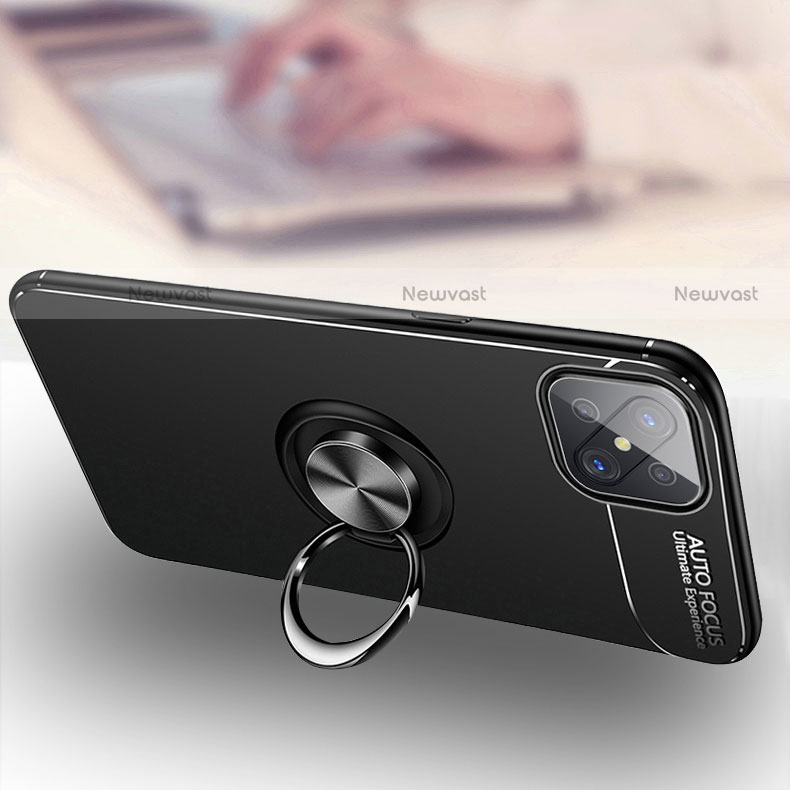 Ultra-thin Silicone Gel Soft Case Cover with Magnetic Finger Ring Stand A04 for Oppo Reno4 Z 5G