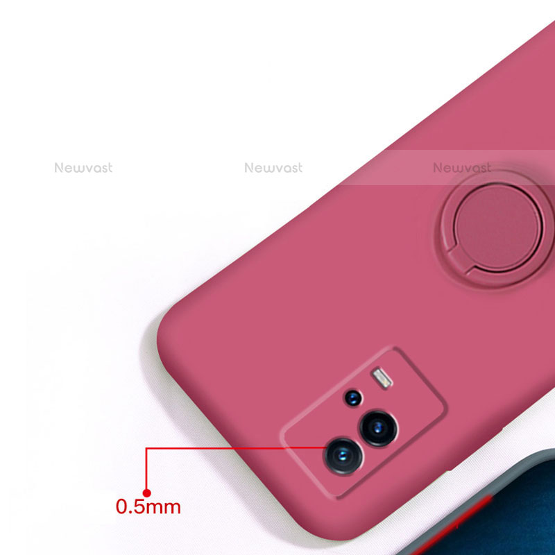 Ultra-thin Silicone Gel Soft Case Cover with Magnetic Finger Ring Stand A04 for Vivo iQOO 8 5G