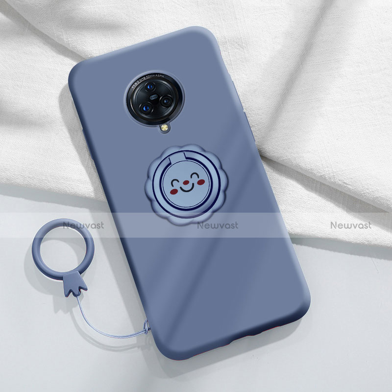 Ultra-thin Silicone Gel Soft Case Cover with Magnetic Finger Ring Stand A04 for Vivo Nex 3 Gray