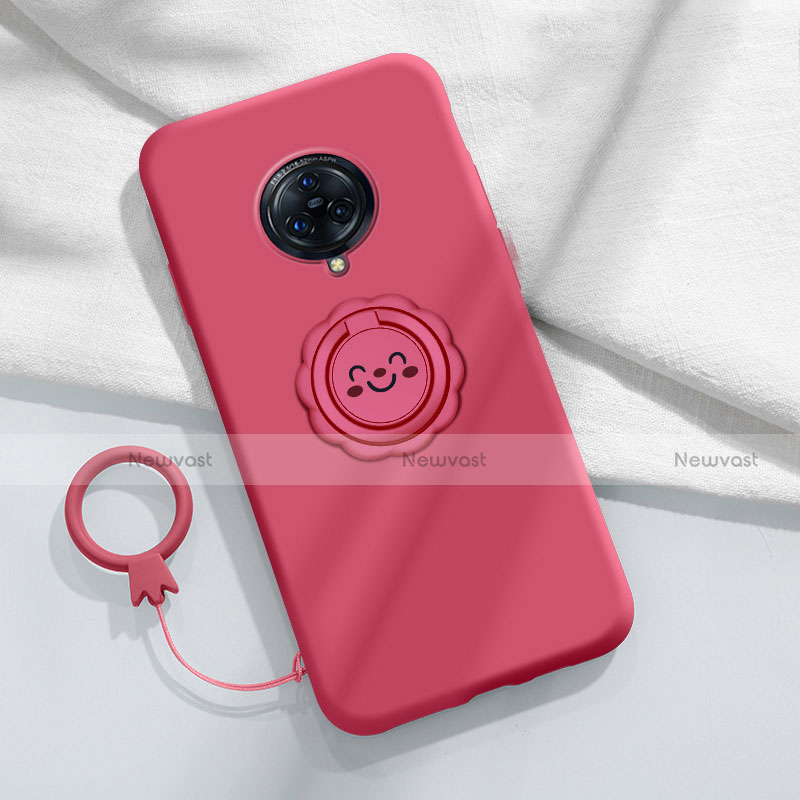 Ultra-thin Silicone Gel Soft Case Cover with Magnetic Finger Ring Stand A04 for Vivo Nex 3S