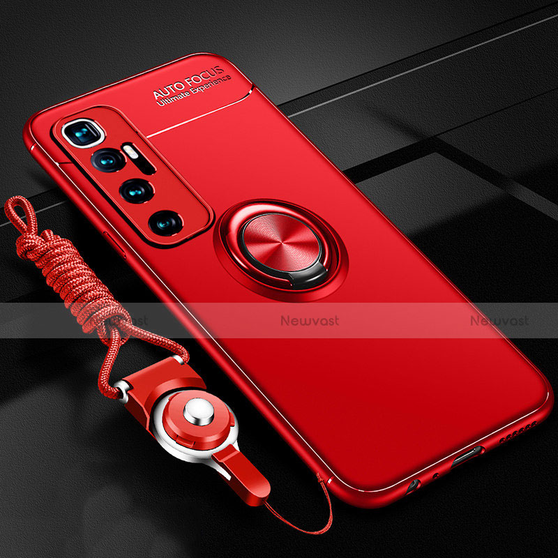 Ultra-thin Silicone Gel Soft Case Cover with Magnetic Finger Ring Stand A04 for Xiaomi Mi 10 Ultra
