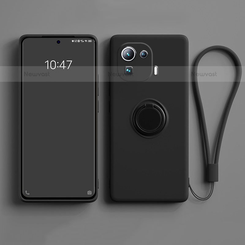 Ultra-thin Silicone Gel Soft Case Cover with Magnetic Finger Ring Stand A04 for Xiaomi Mi 11 Pro 5G