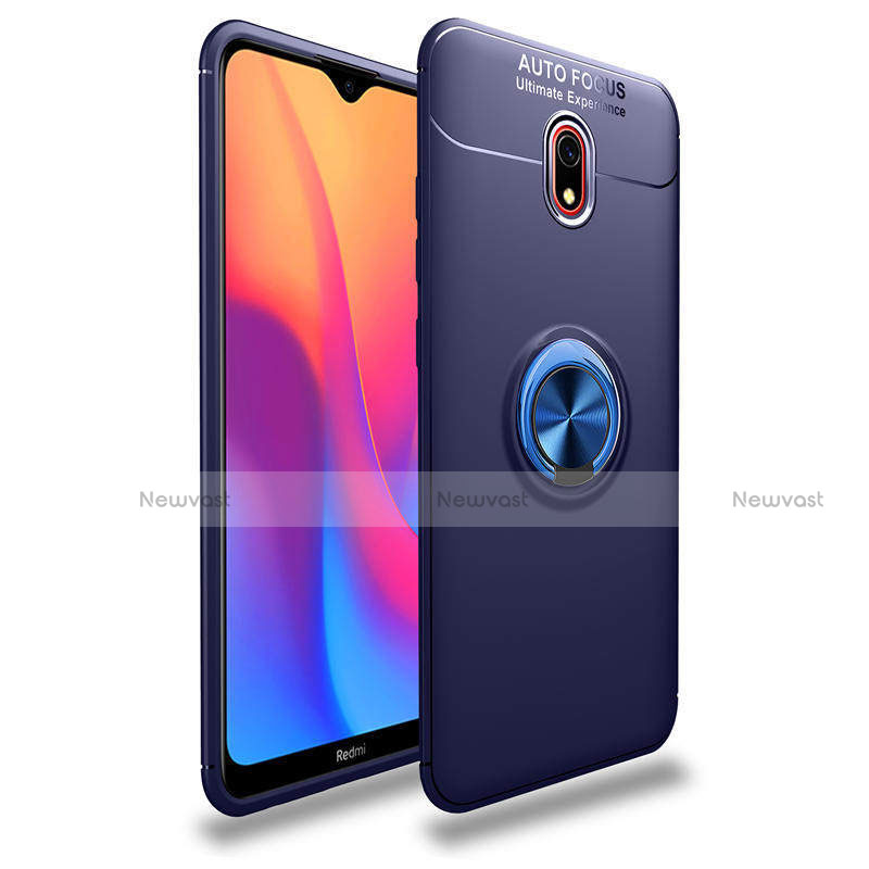 Ultra-thin Silicone Gel Soft Case Cover with Magnetic Finger Ring Stand A04 for Xiaomi Redmi 8A Blue