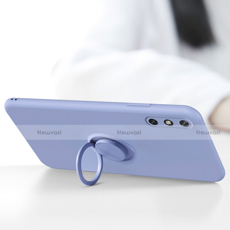 Ultra-thin Silicone Gel Soft Case Cover with Magnetic Finger Ring Stand A05 for Huawei Enjoy 10e