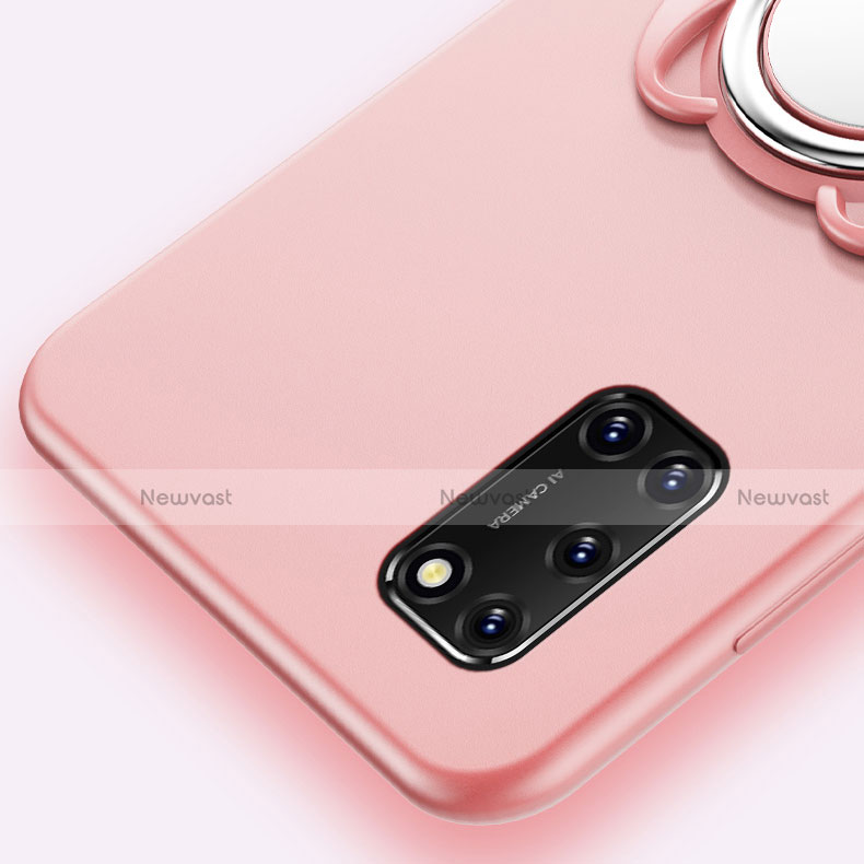 Ultra-thin Silicone Gel Soft Case Cover with Magnetic Finger Ring Stand A05 for Oppo A52