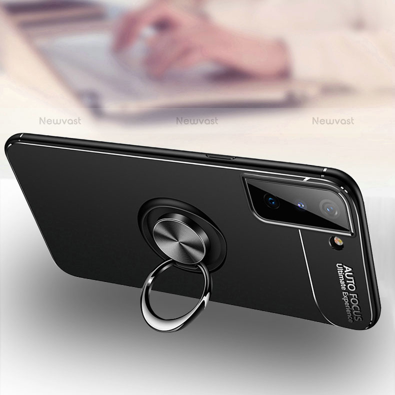 Ultra-thin Silicone Gel Soft Case Cover with Magnetic Finger Ring Stand A05 for Samsung Galaxy S21 5G