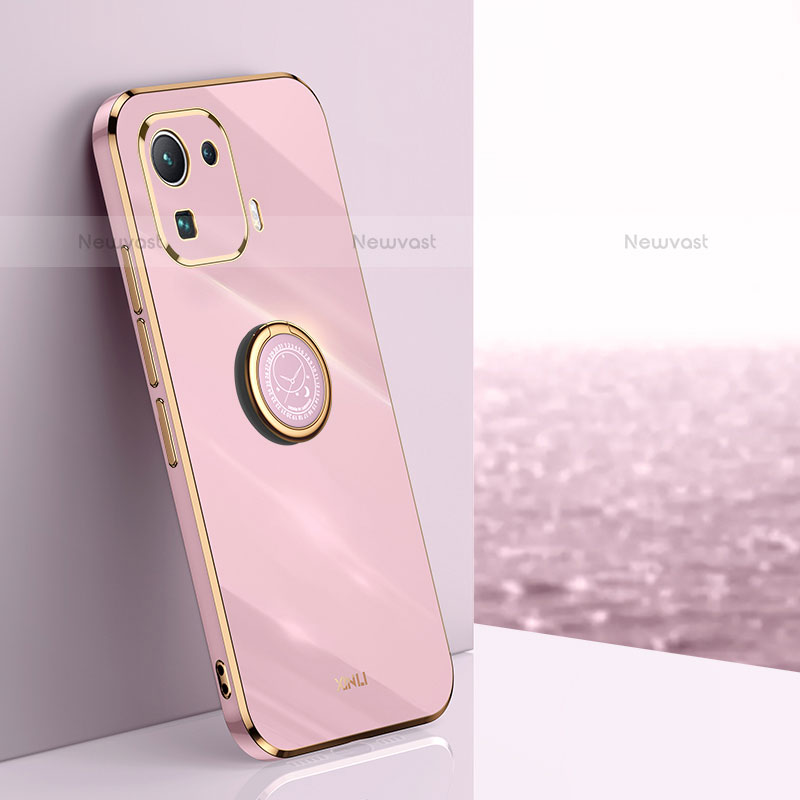 Ultra-thin Silicone Gel Soft Case Cover with Magnetic Finger Ring Stand A05 for Xiaomi Mi 11 Pro 5G