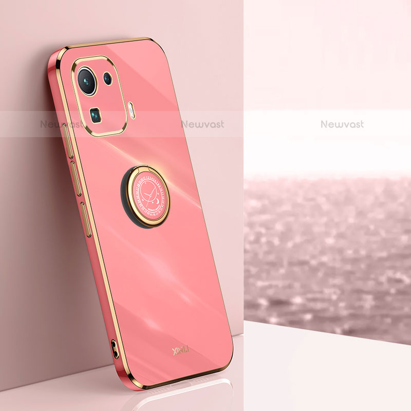 Ultra-thin Silicone Gel Soft Case Cover with Magnetic Finger Ring Stand A05 for Xiaomi Mi 11 Pro 5G