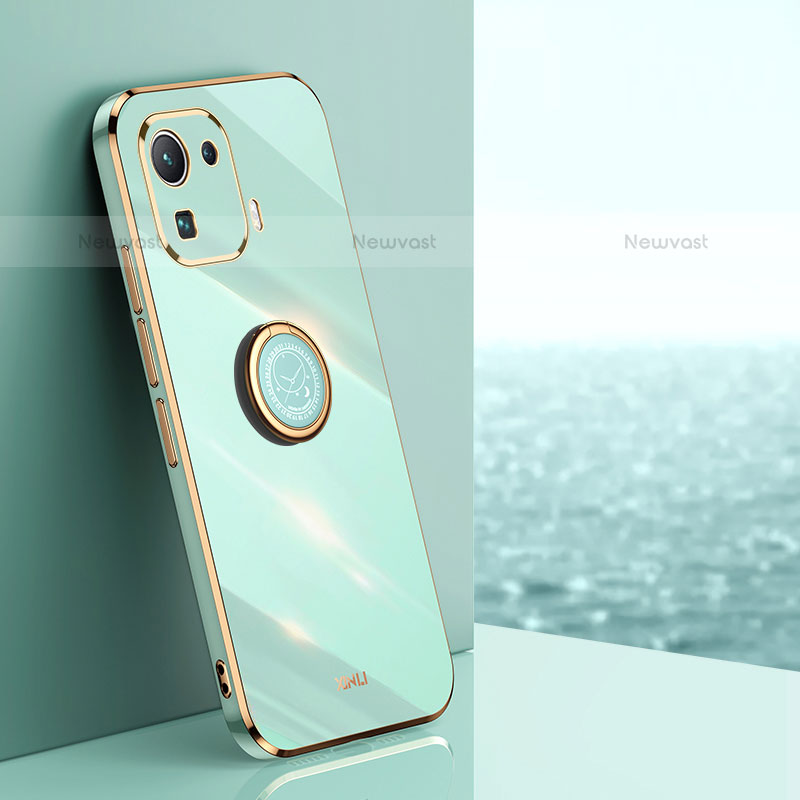 Ultra-thin Silicone Gel Soft Case Cover with Magnetic Finger Ring Stand A05 for Xiaomi Mi 11 Pro 5G